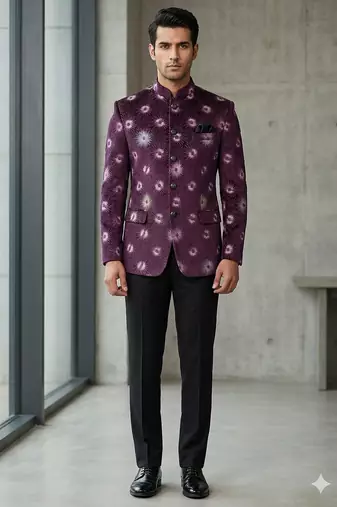 Wine embroidery and hand paint jodhpuri for men | premium designer bandhgala ethnic wear