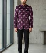 Wine embroidery and hand paint jodhpuri for men | premium designer bandhgala ethnic wear