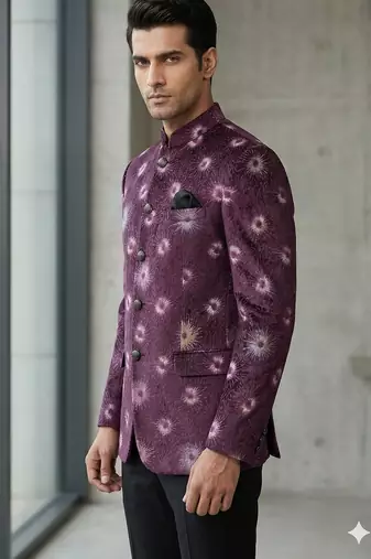 Wine embroidery and hand paint jodhpuri for men | premium designer bandhgala ethnic wear