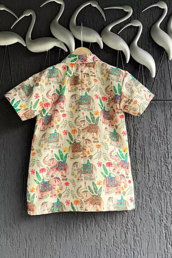 Multicolor printed cotton silk Boy's shirt and Lungi