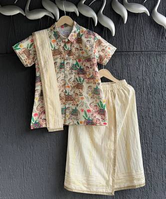 Multicolor printed cotton silk Boy's shirt and Lungi 6