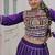 Traditional Purple Gujarati Embroidered With Mirror Lace Work Lehenga & Top for Garba Nights_Free Size