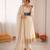 Off white chinon silk thread with sequin anarkali suit