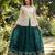 Green Zari Embroidered Work Blouse with Ivory Lehenga Set for Women | Festive Ethnic Wear_Free Size