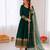 Dark green georgette embroidered with sequin anarkali suit