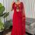 red georgette plain lehenga choli