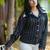 Black kantha cotton shirt