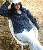 Black kantha cotton shirt