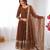 Light brown georgette embroidered with sequin anarkali suit