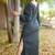 Black kantha cotton long sheath dress