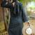 Black kantha cotton long sheath dress