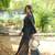 Black kantha cotton long sheath dress
