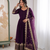 Purple georgette embroidered with sequin anarkali suit