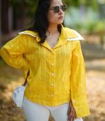 Yellow kantha cotton shirt