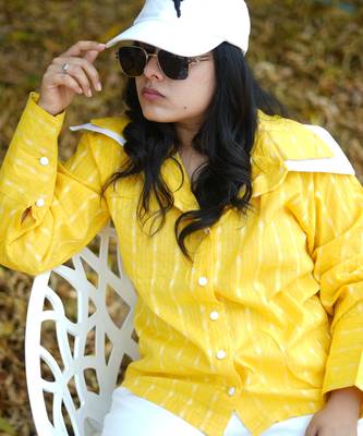 Yellow kantha cotton shirt 4