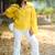 Yellow kantha cotton shirt