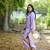 Lavender kantha cotton long sheath dress