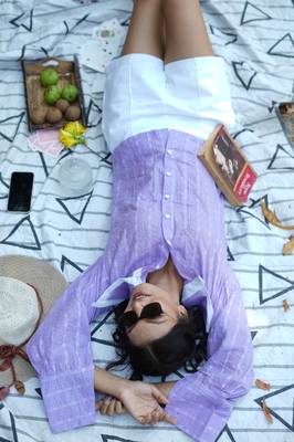 Lavender kantha cotton shirt 2