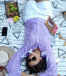 Lavender kantha cotton shirt