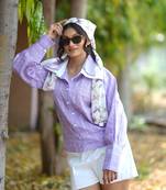 Lavender kantha cotton shirt