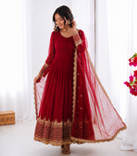 Rani pink georgette embroidered with sequin anarkali suit