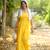 Yellow kantha cotton tiered maxi dress