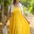 Yellow kantha cotton tiered maxi dress