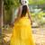 Yellow kantha cotton tiered maxi dress