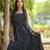 Black kantha cotton tiered maxi dress