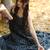 Black kantha cotton tiered maxi dress