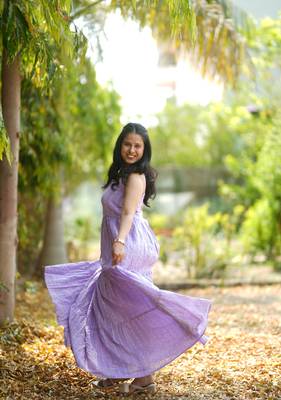 Lavender kantha cotton tiered maxi dress 3