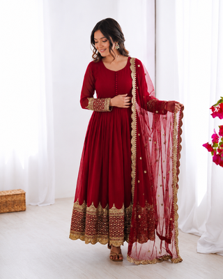 Rani pink georgette embroidered with sequin anarkali suit 2
