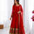 Red georgette embroidered with sequin anarkali suit