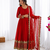Red georgette embroidered with sequin anarkali suit