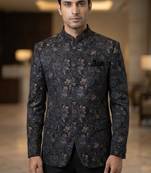 Floral midnight black jodhpuri for men | premium designer bandhgala ethnic wear