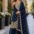 Navy georgette free size suit with embroidery & diamond work