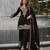 Black chinon free size stitched suit with embroidery & beats work