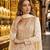 Beige anarkali free size stitched suit with embroidery codding & sequence work