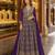 Violet anarkali free size stitched suit with embroidery codding & sequence work