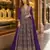 Violet anarkali free size stitched suit with embroidery codding & sequence work