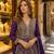 Violet anarkali free size stitched suit with embroidery codding & sequence work