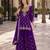 Violet chinon semi stitched suit with embroidered sequence & mirror work