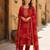 Orange silk unstitched suit with printed & khatli work