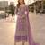 Lavender net semi stitched suit with coding and embroidery work