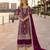 Purple net semi stitched suit with coding and embroidery work