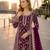 Purple net semi stitched suit with coding and embroidery work