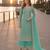 Blue net semi stitched suit with coding and embroidery work