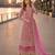 Pink net semi stitched suit with coding and embroidery work
