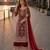 Red net semi stitched suit with coding and embroidery work