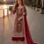 Red net semi stitched suit with coding and embroidery work